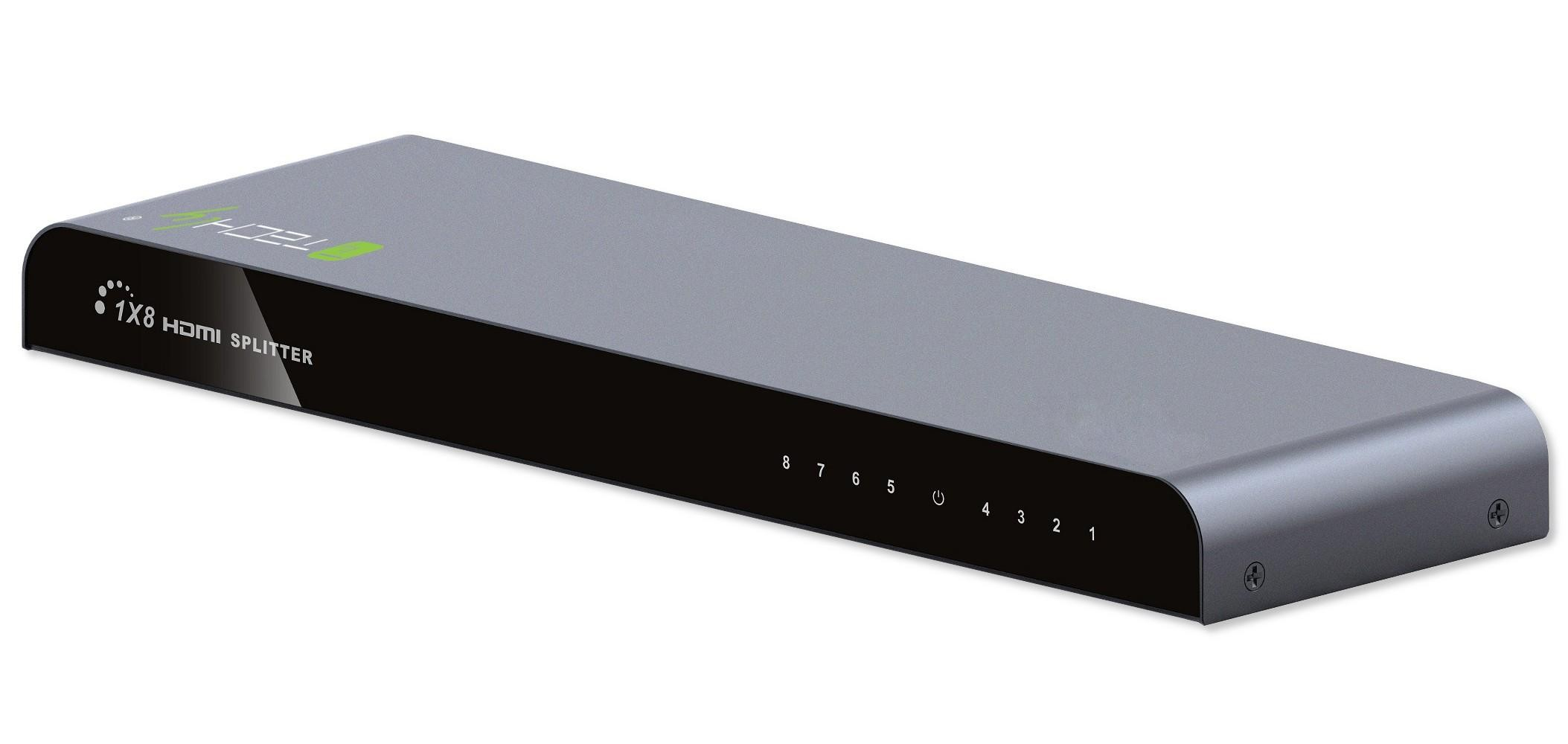 Techly Splitter HDMI 2.0 4K UHD 3D 8-way - Video-/Audio-Splitter