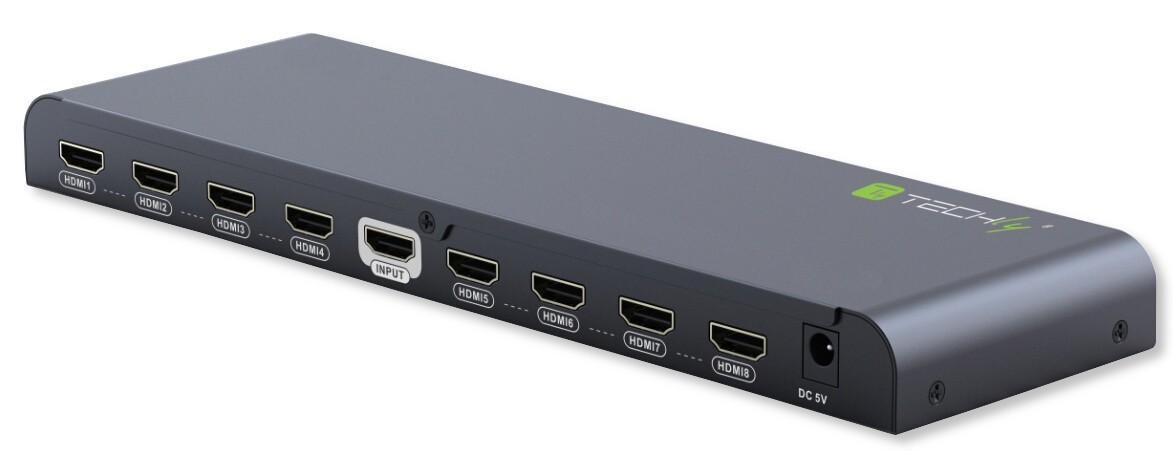 Techly Splitter HDMI 2.0 4K UHD 3D 8-way - Video-/Audio-Splitter