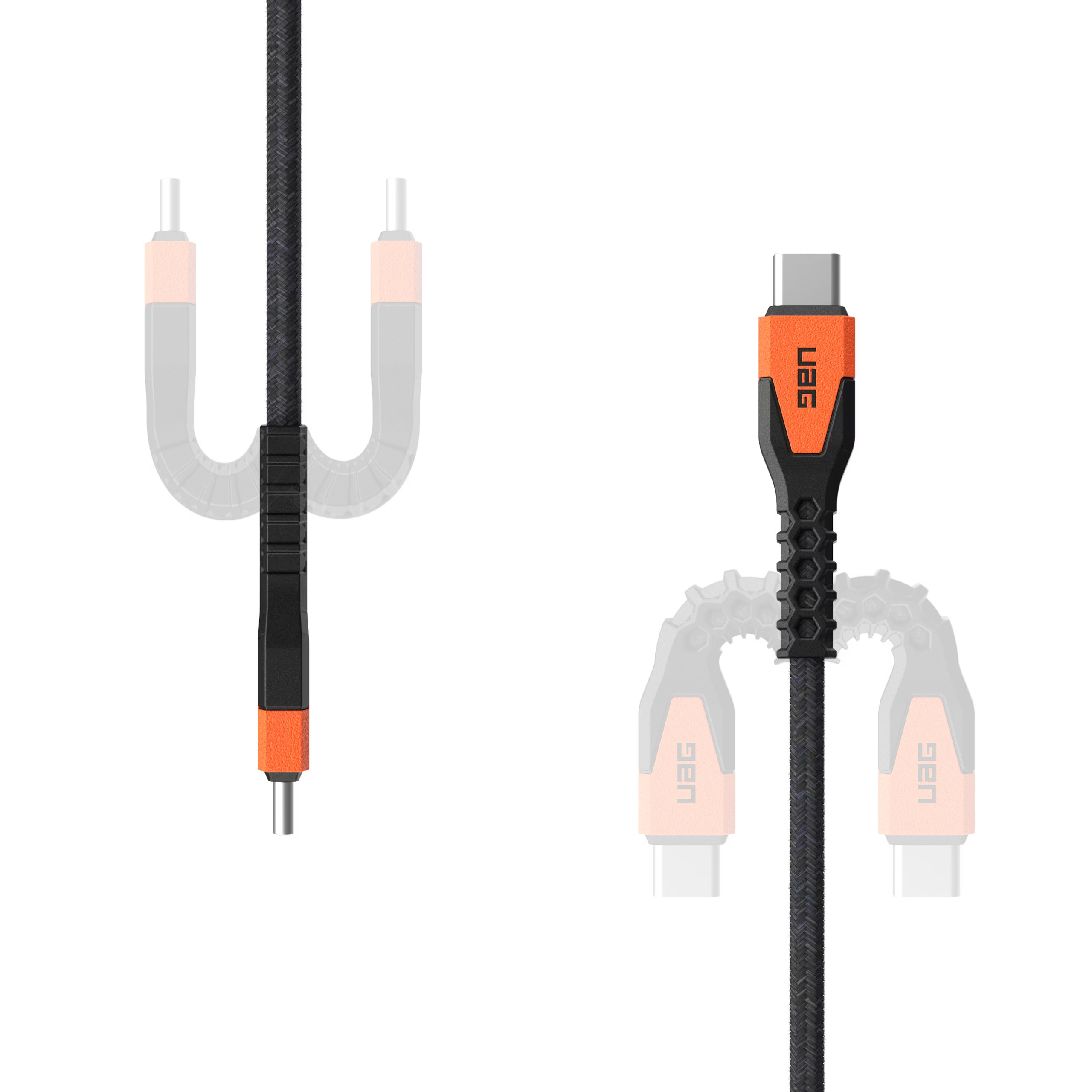 Urban Armor Gear Kevlar cable USB USB 2.0 1,5 m USB C 0,48 Gbit/s 140 W Negro, Naranja