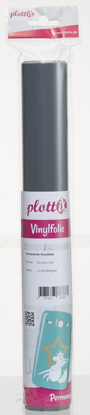 Plottix PL0502023 - Permanente Vinylfolie - 31.5cm x 1m - Dunkelgrau