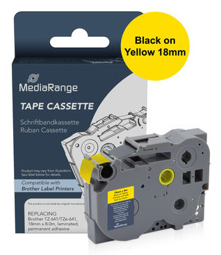 MediaRange MRBTZFX641 ruban d�tiquette Noir sur jaune