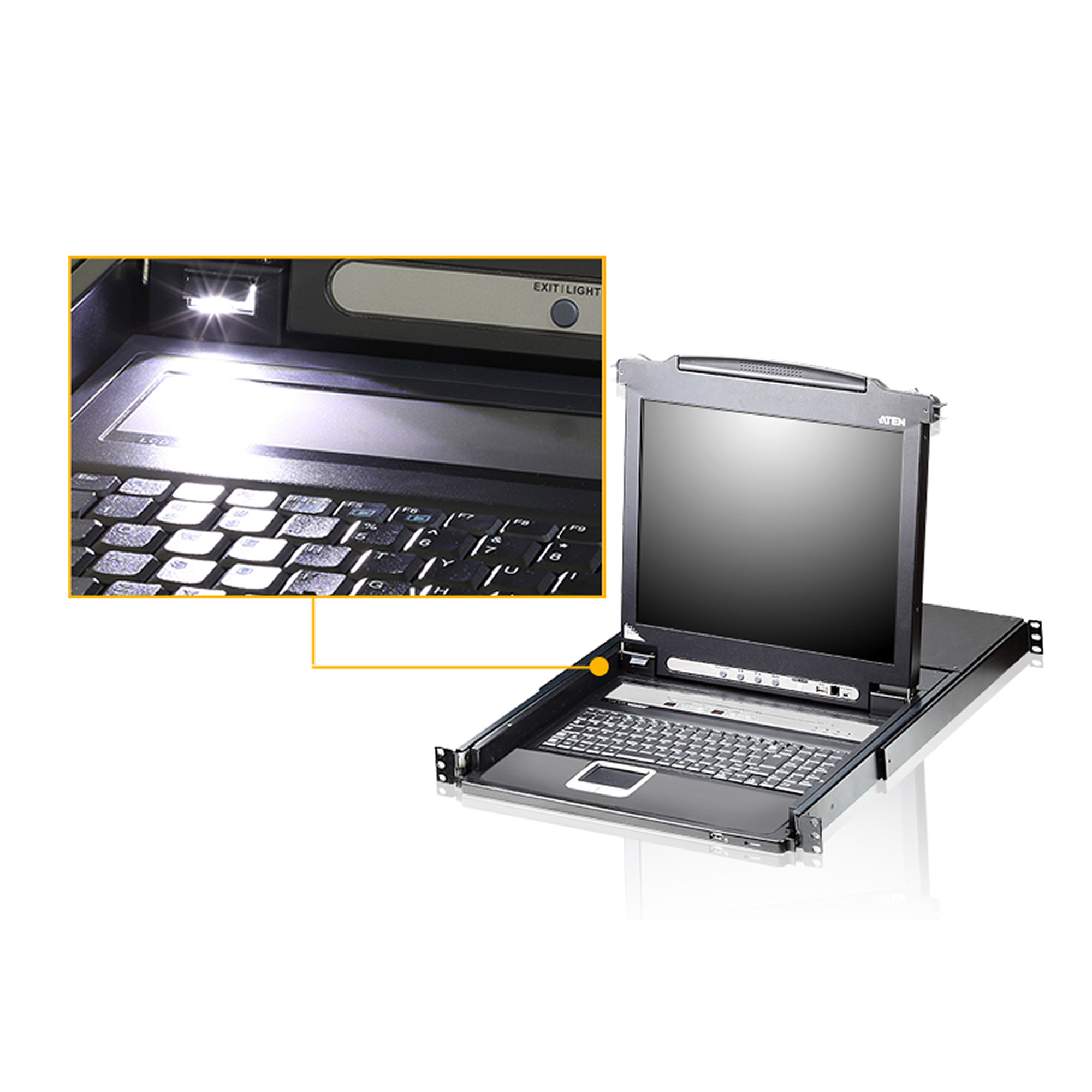 ATEN CL5708MW FR KVM-Switch 8-Port 17.3-LCD SingleRail PS/2-USB VGA