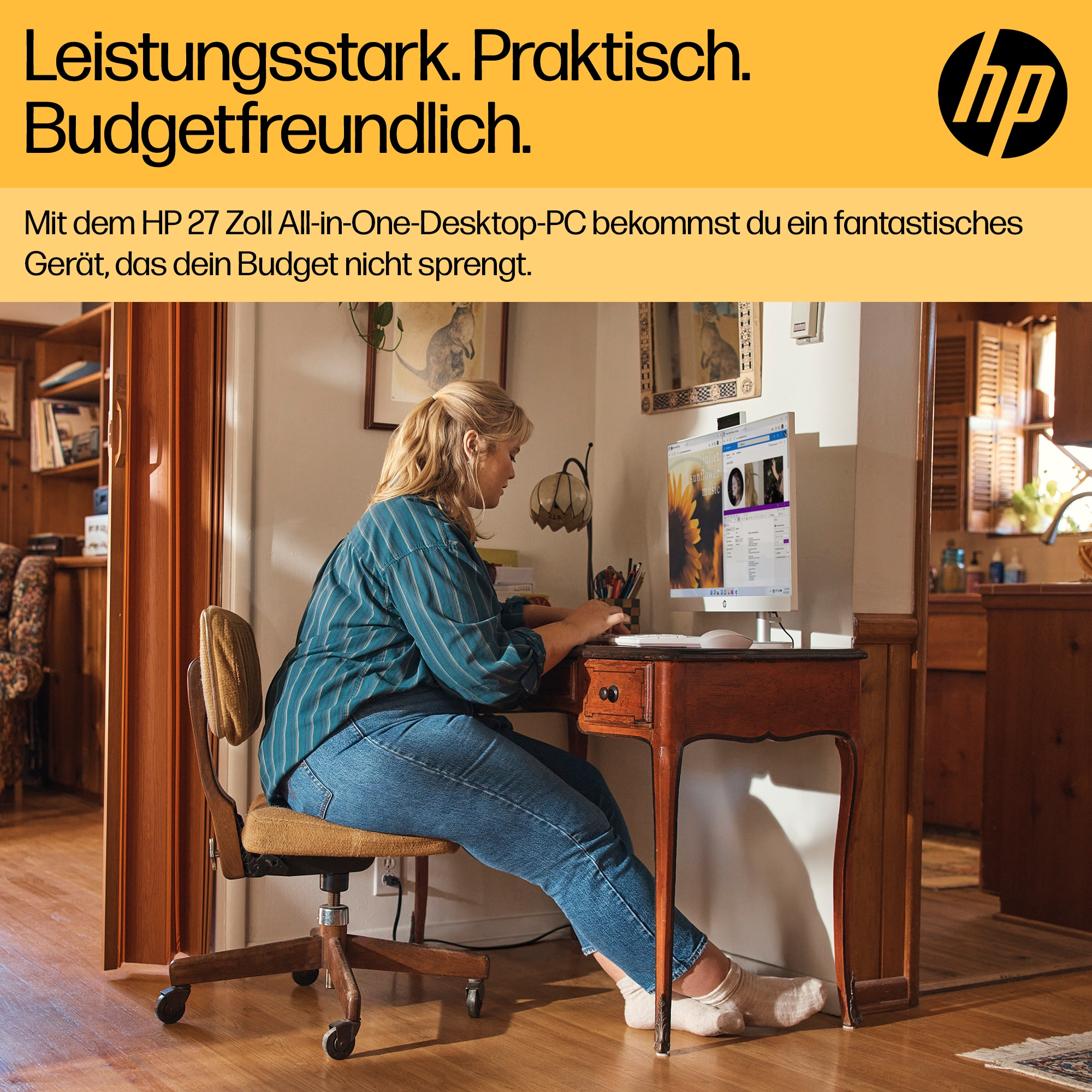 HP 27-cr0006ng - All-in-One (Komplettl�sung) - Ryzen 7 7730U / 2 GHz - RAM 16 GB - SSD 1 TB - NVMe - Radeon Graphics - Wi-Fi 6, 1GbE, Bluetooth - WLAN: 802.11a/b/g/n/ac/ax, Bluetooth 5.4 - Win 11 Home - Monitor: LED 68.6 cm (27)