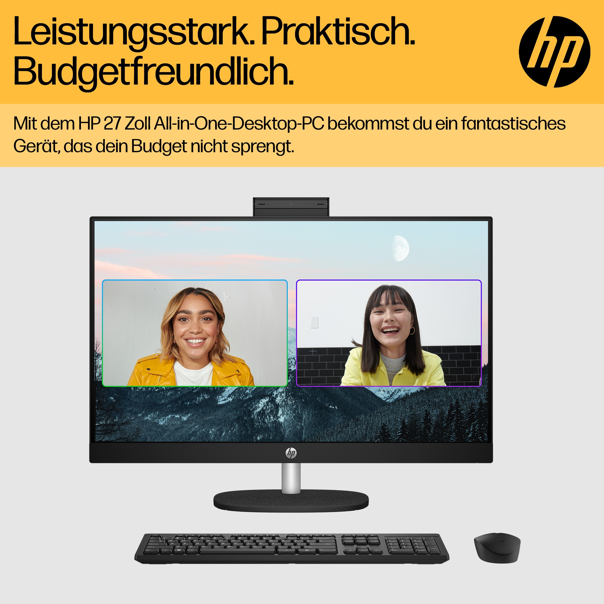 HP 27-cr0006ng - All-in-One (Komplettl�sung) - Ryzen 7 7730U / 2 GHz - RAM 16 GB - SSD 1 TB - NVMe - Radeon Graphics - Wi-Fi 6, 1GbE, Bluetooth - WLAN: 802.11a/b/g/n/ac/ax, Bluetooth 5.4 - Win 11 Home - Monitor: LED 68.6 cm (27)