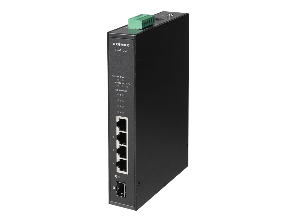 Edimax IGS-1105P network switch Unmanaged Gigabit Ethernet (10/100/1000) Power over Ethernet (PoE) Black