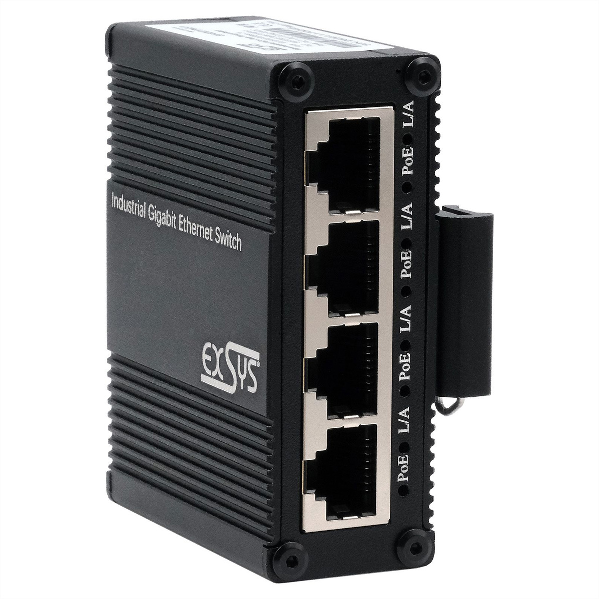 Exsys Switch Micro Industrie Eth.PoE Pass-Through unmanaged Ethernet - Switch - 5-Port