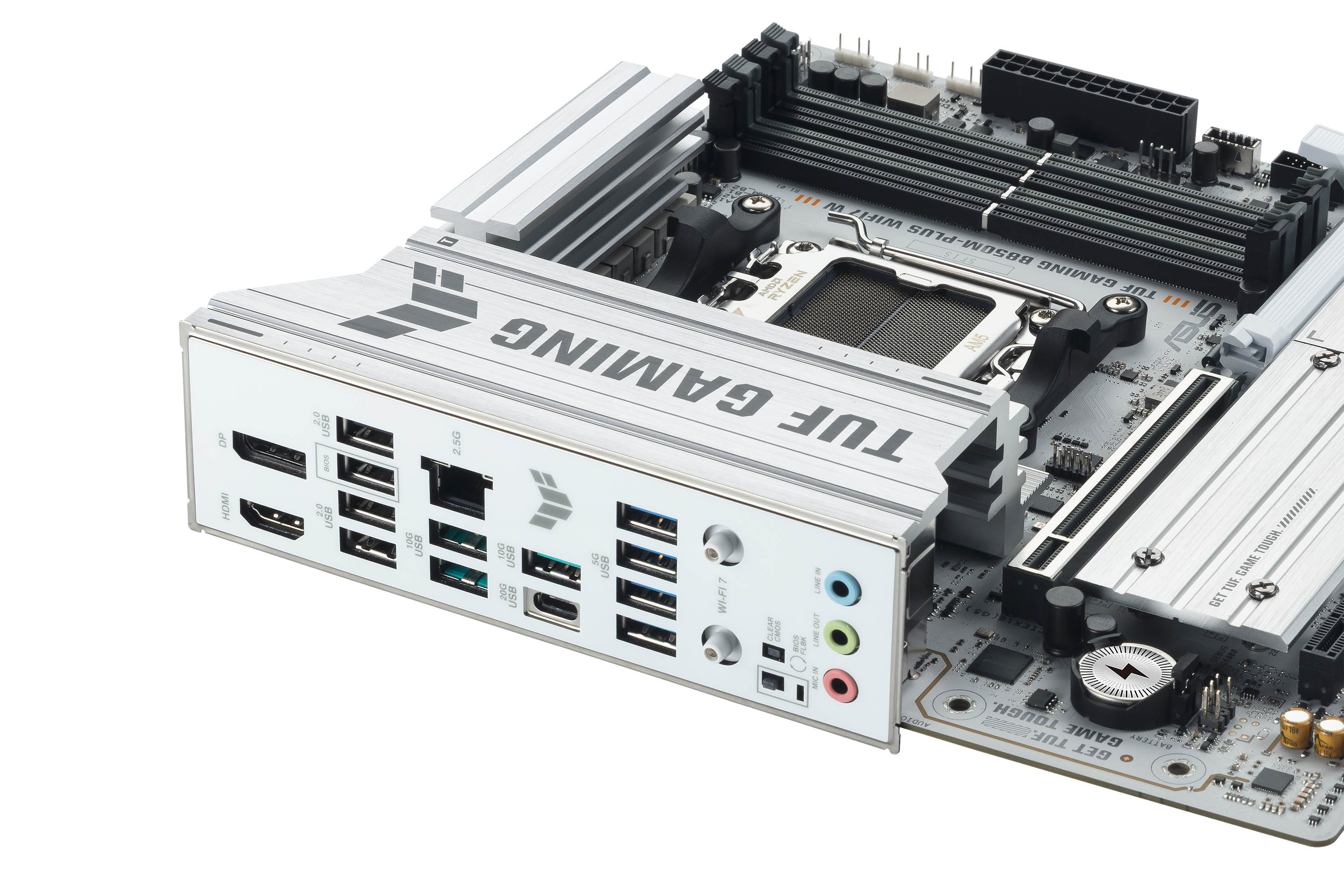 ASUS TUF GAMING B850M-PLUS WIFI7 W, AMD, Sockel AM5, AMD Ryzen 7000 Series, AMD Ryzen 8000 Series, AMD Ryzen 9000 Series, Sockel AM5, DDR5-SDRAM, 256 GB - Mainboard - AMD Sockel AM5 (Ryzen Zen4)