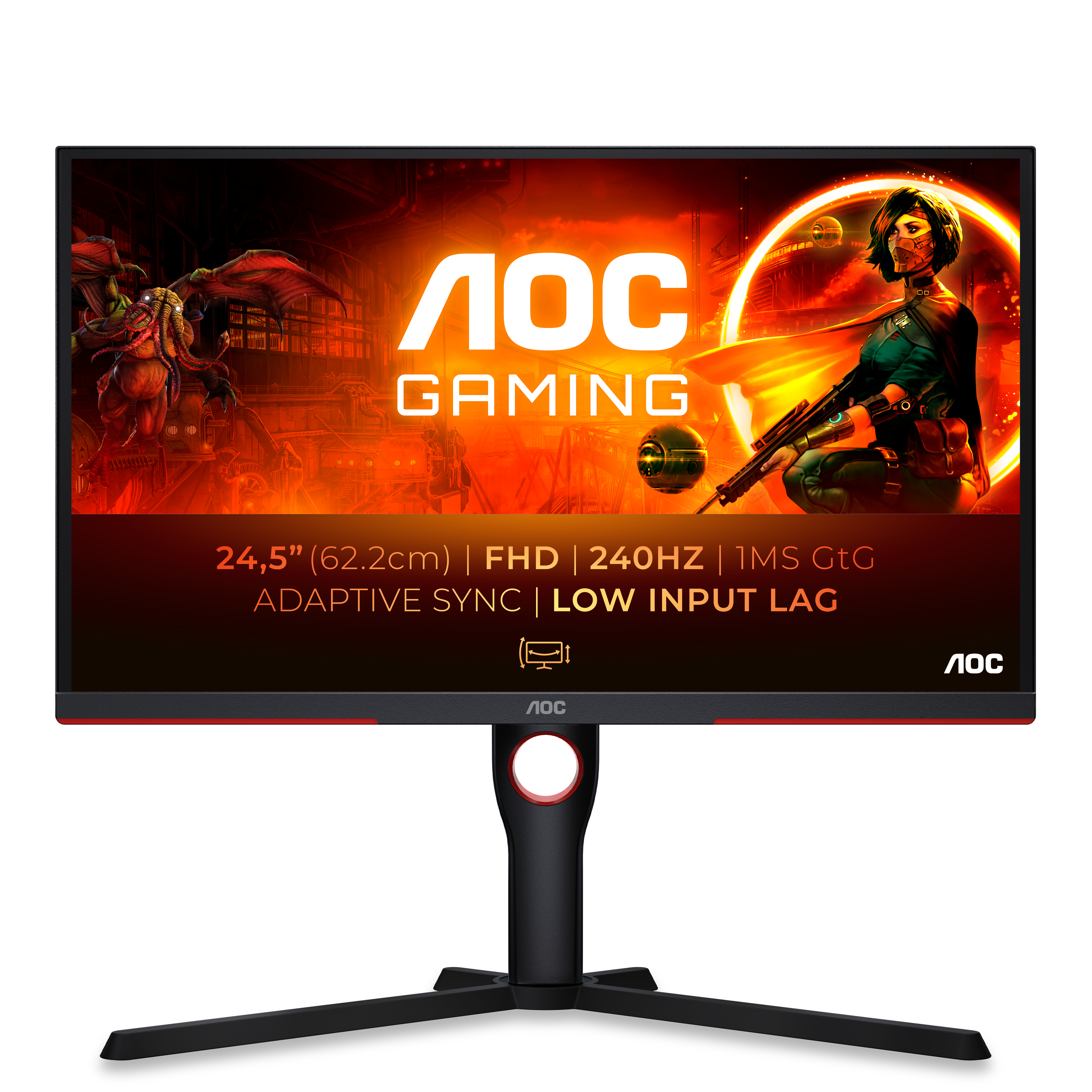 AOC G3 25G3ZM/BK computer monitor 62.2 cm (24.5) 1920 x 1080 pixels Full HD Black, Red