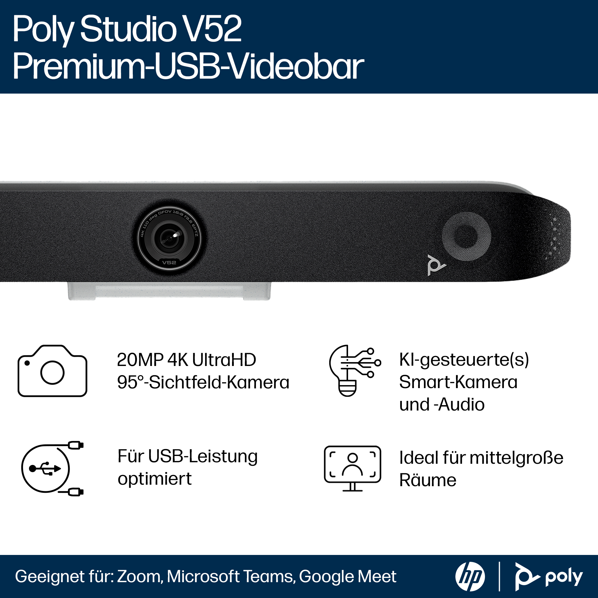 Poly Studio V52 USB Video Bar