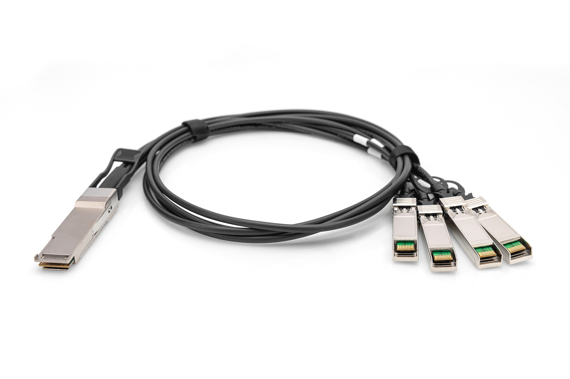 Digitus C�ble DAC (Direct Attach Copper), 1x QSFP+ 40G vers 4x SFP+, 2 m
