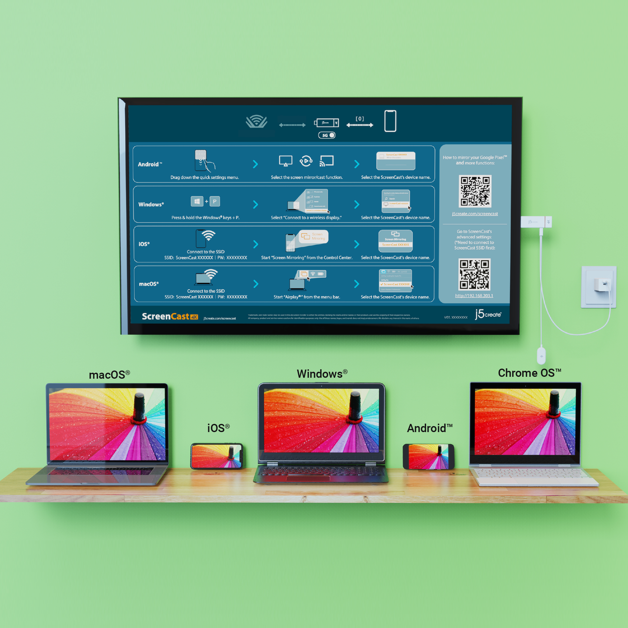 j5create JVAW76-N Adaptador de pantalla inalmbrico ScreenCast 4K HDMI
