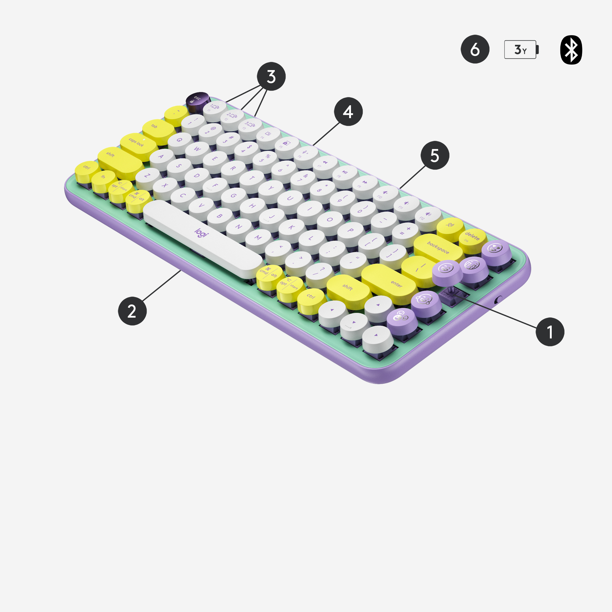 Clavier sans fil logitech pop keys mécanique avec touches emoji