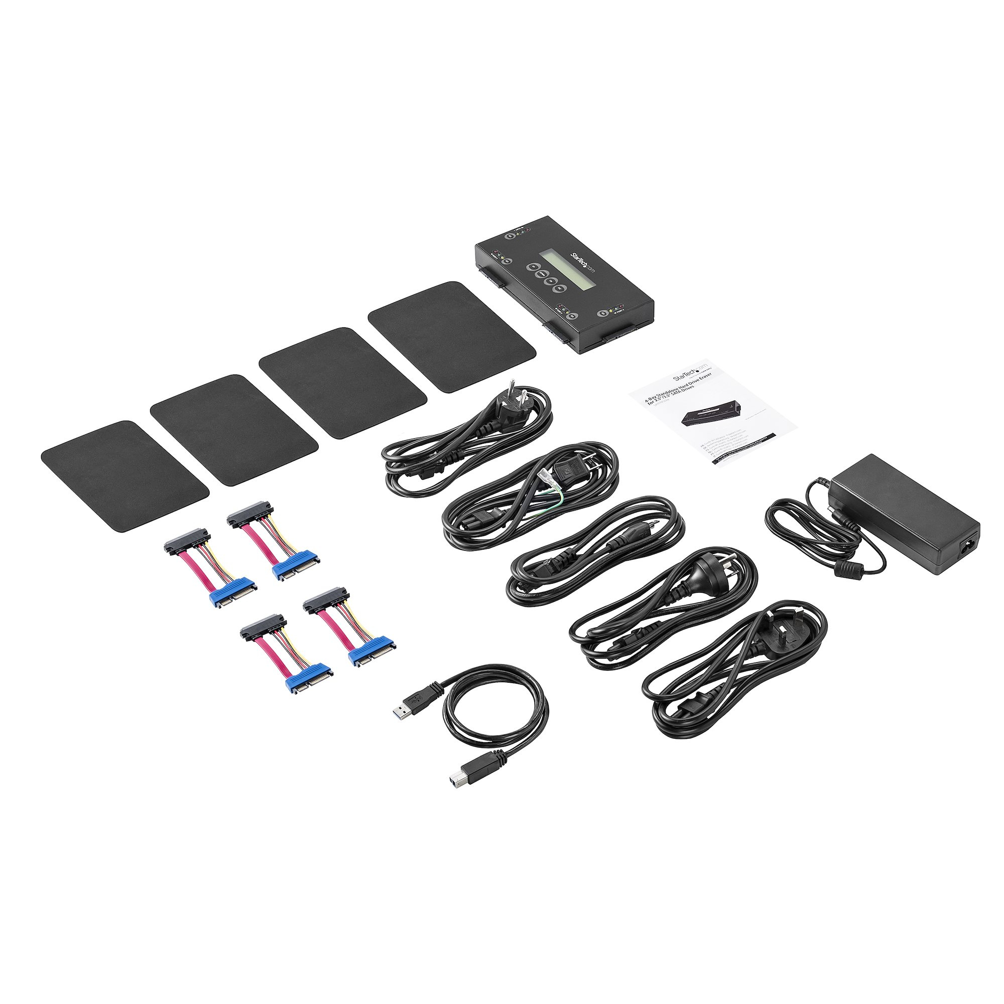 StarTech.com Borrador de 4 Bah�as para Discos Duros y SSD SATA de 2,5 y 3,5 - Desinfectador Externo de Discos para Borrado Seguro con 9 Modos - Puerto RS232 - Cumple con NIST/DOD y TAA