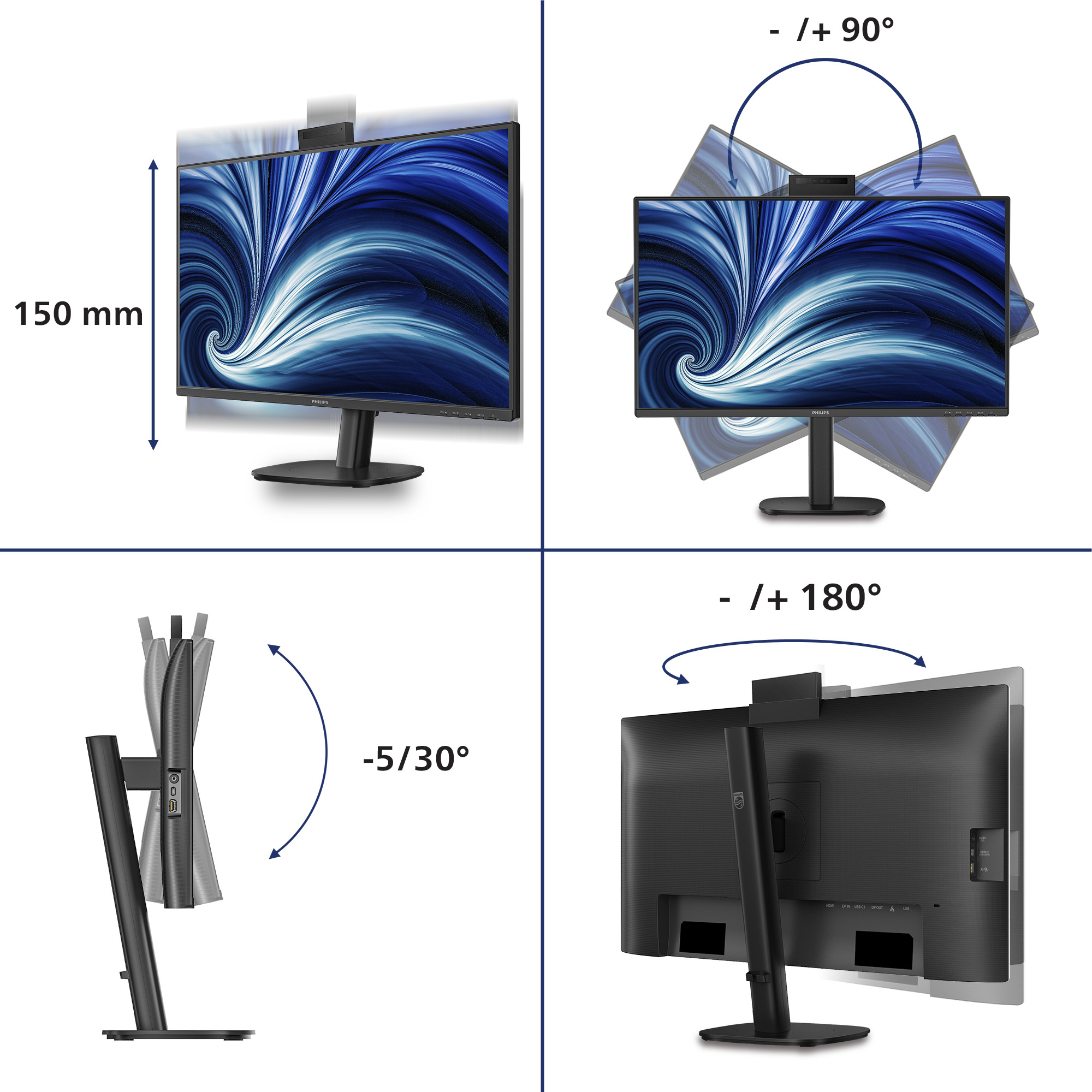 Philips Serie 3000 27B2U3601H/00 Monitor PC 68,6 cm (27) 2560 x 1440 Pixel Quad HD LCD Nero