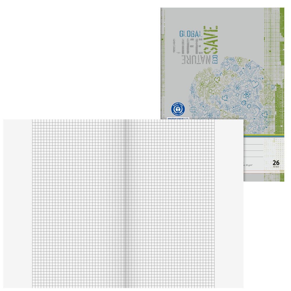 Brunnen Schulheft Recycling Lineatur 26 kariert Au�enrand - B�rokleinmaterial