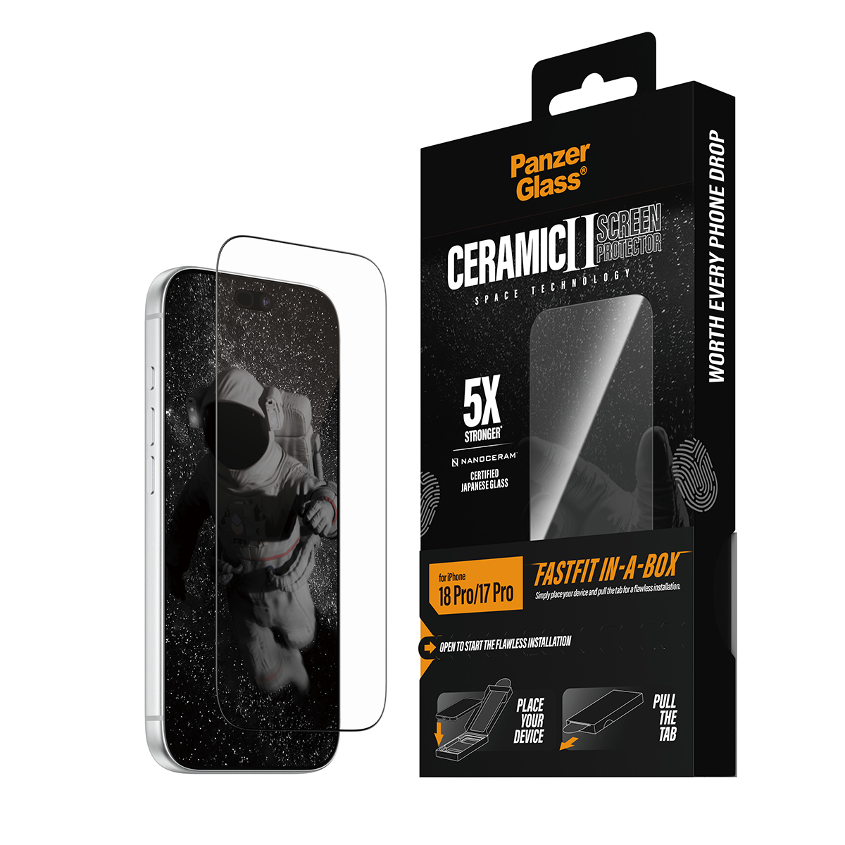 PanzerGlass � Ceramic Screen Protector iPhone 2026 Pro | 17 Pro w. FASTFIT IN-A-BOX Pellicola proteggischermo trasparente 1 pz