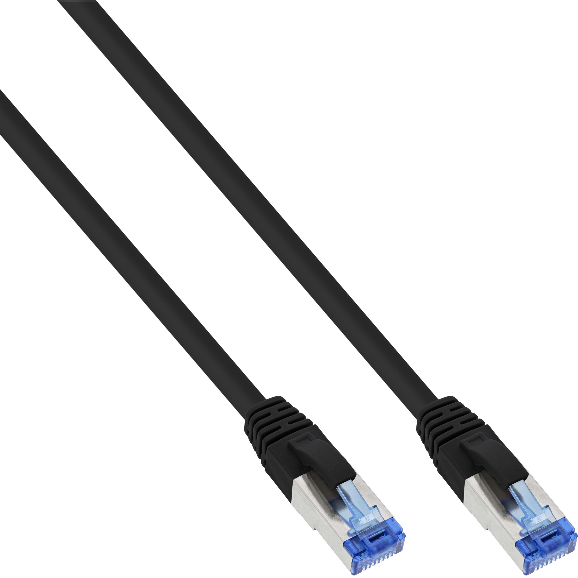 InLine Patch Cable S/FTP PiMF Cat.6A halogen free 500MHz black 0.25m