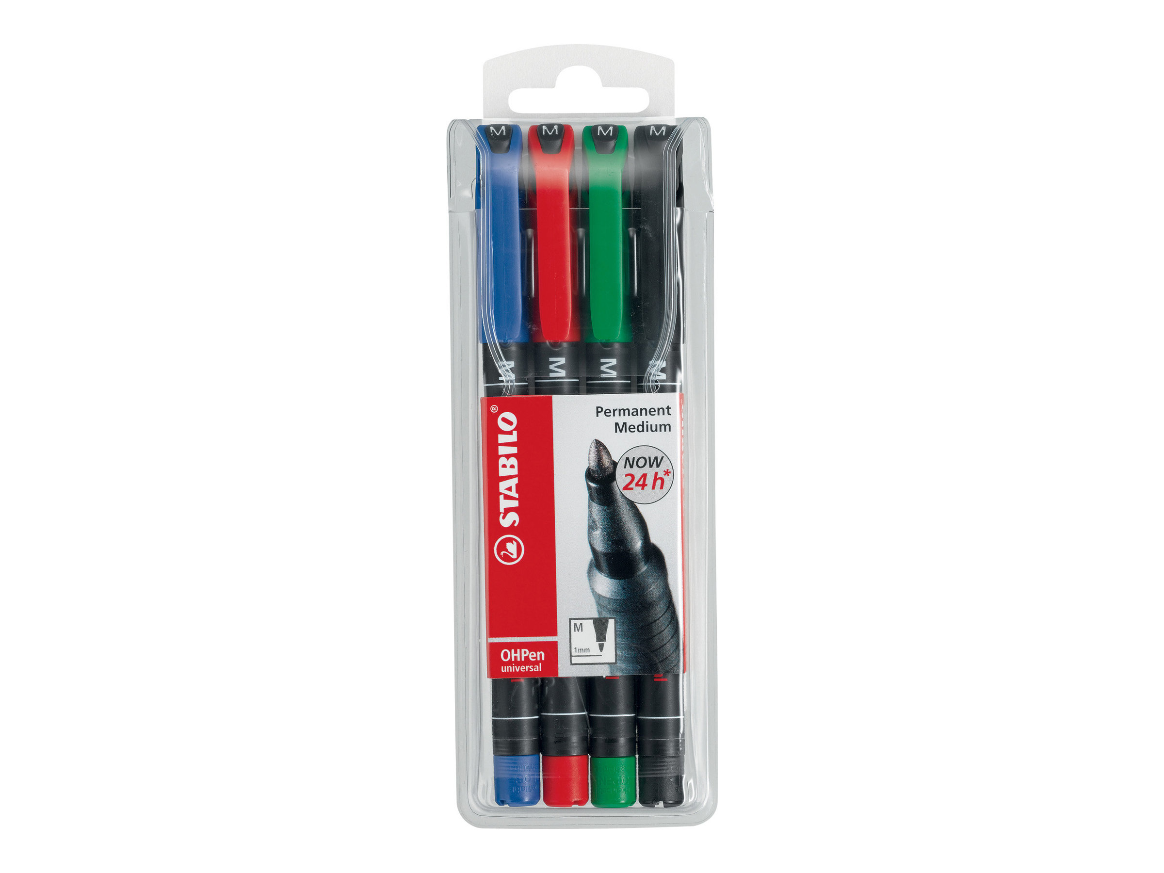 STABILO OHPen universal - Fineliner - permanent - f�r Overhead-Projektor-Folien - Schwarz, Rot, Blau, Gr�n - 1 mm - Mittel (Packung mit 4)