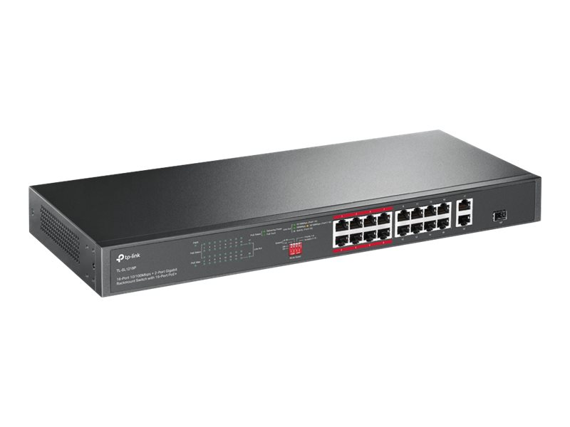 TP-Link 16-Port 10/100 Mbps + 2-Port Gigabit Rackmount PoE Switch with 16-Port PoE+