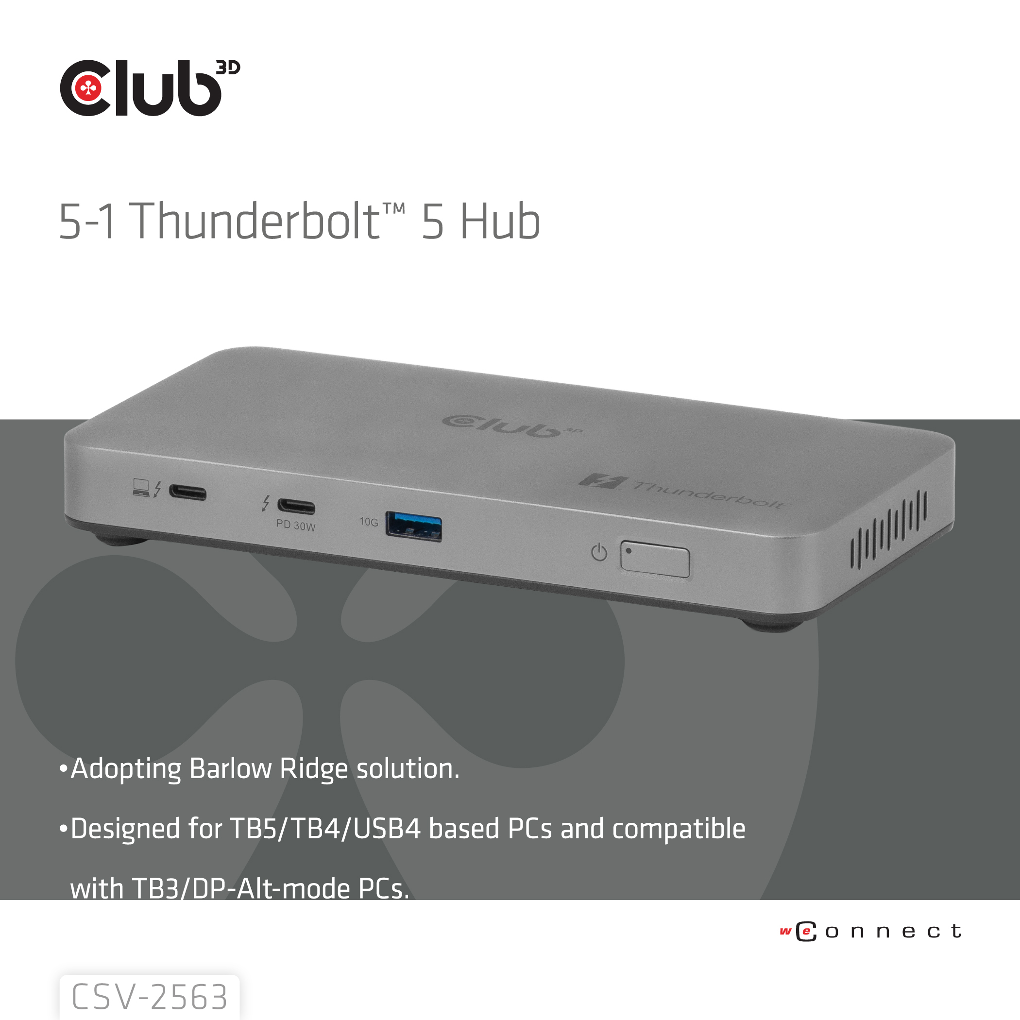 Club 3D Thunderbolt5 5-in-1 HUB> 3xThunderbolt/1xUSB Bu/Bu