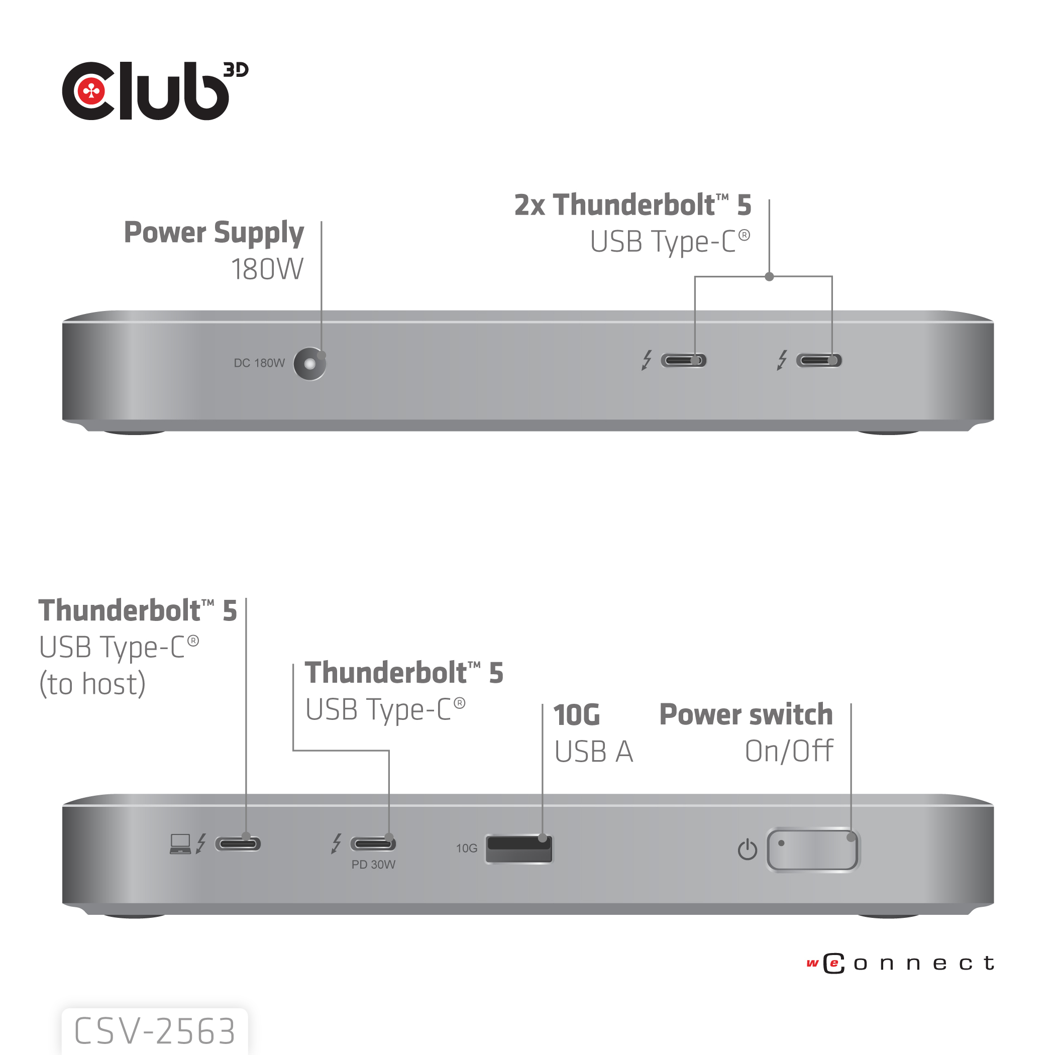 Club 3D Thunderbolt5 5-in-1 HUB> 3xThunderbolt/1xUSB Bu/Bu