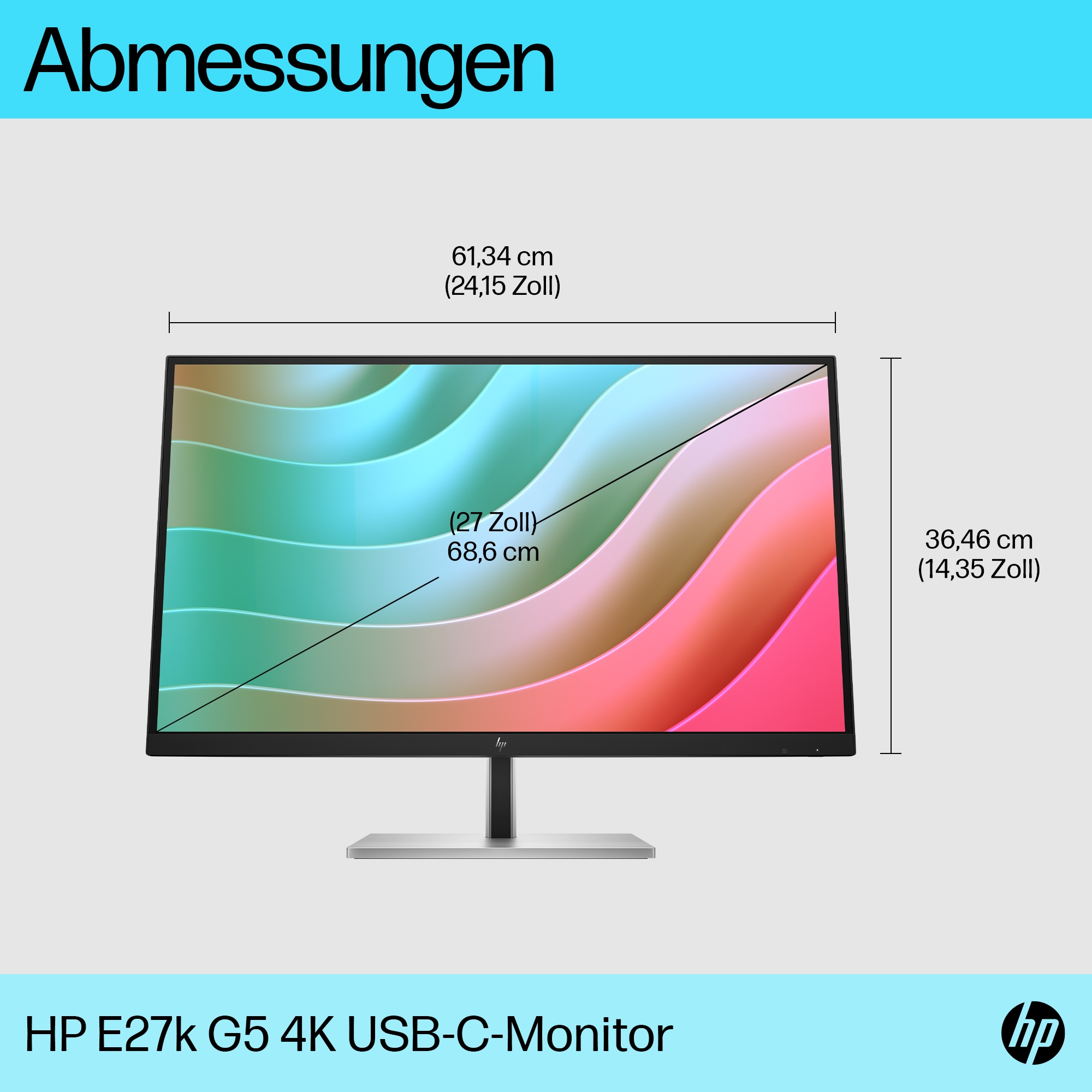 HP E-Series E27k G5 68,6 cm (27) 3840 x 2160 Pixeles 4K Ultra HD Negro, Plata