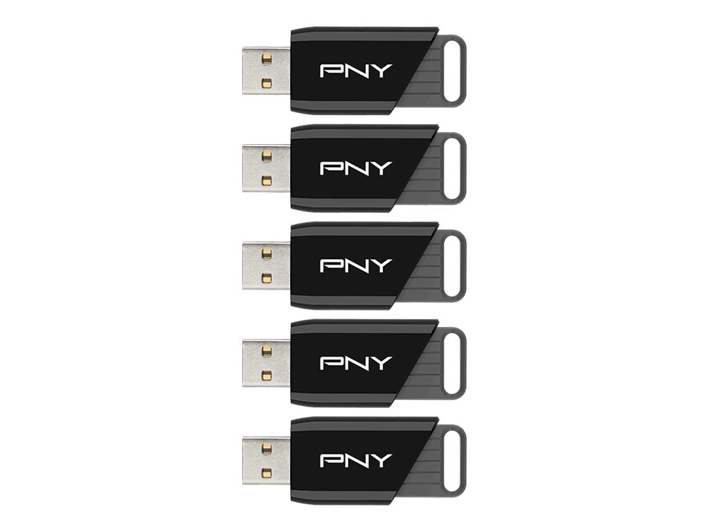 PNY Attach� X - USB-Flash-Laufwerk - 64 GB - USB 3.2 Gen 1 (Packung mit 5)