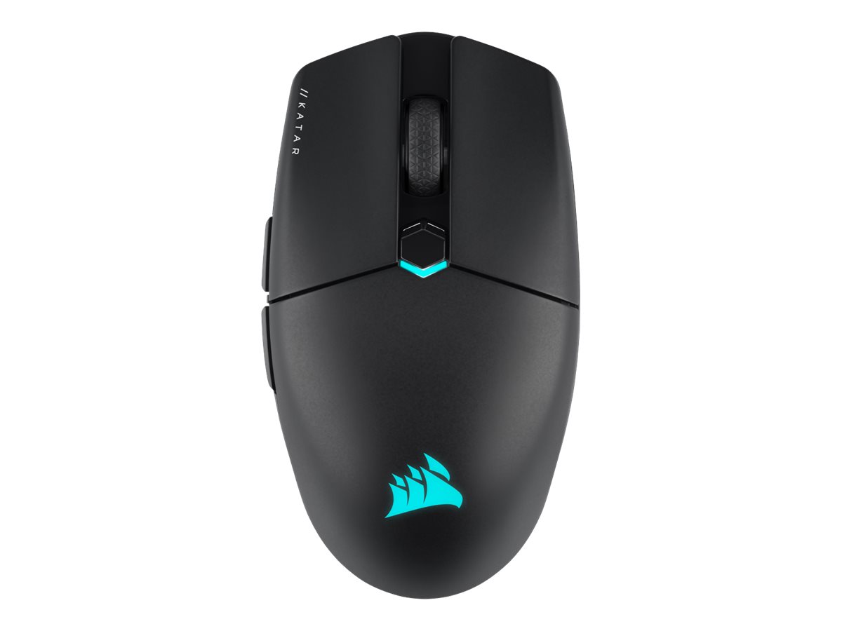 Corsair Gaming KATAR ELITE - Maus - optisch - 6 Tasten - kabellos, kabelgebunden - Bluetooth, 2.4 GHz, USB-C - kabelloser Empf�nger (USB)