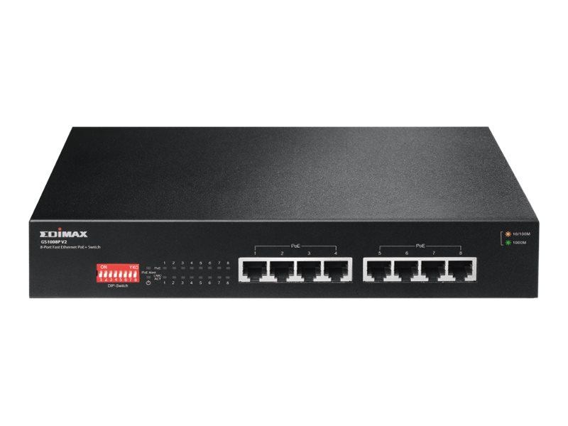 Edimax GS-1008P V2 commutateur rseau Gigabit Ethernet (10/100/1000) Connexion Ethernet, supportant lalimentation via ce port (PoE) Noir