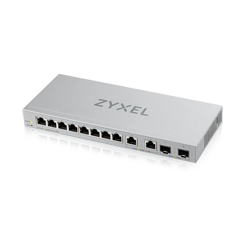 ZyXEL Switch smart managed Layer2 12 Port 8x 1 GbE 2x 2.5 SFP+ Desktop - Switch - 12-Port