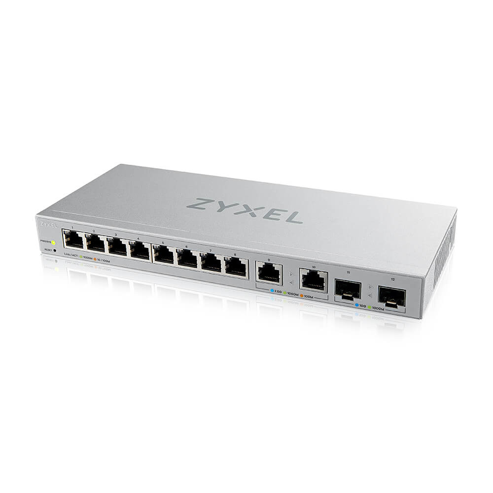 ZyXEL Switch smart managed Layer2 12 Port 8x 1 GbE 2x 2.5 SFP+ Desktop - Switch - 12-Port