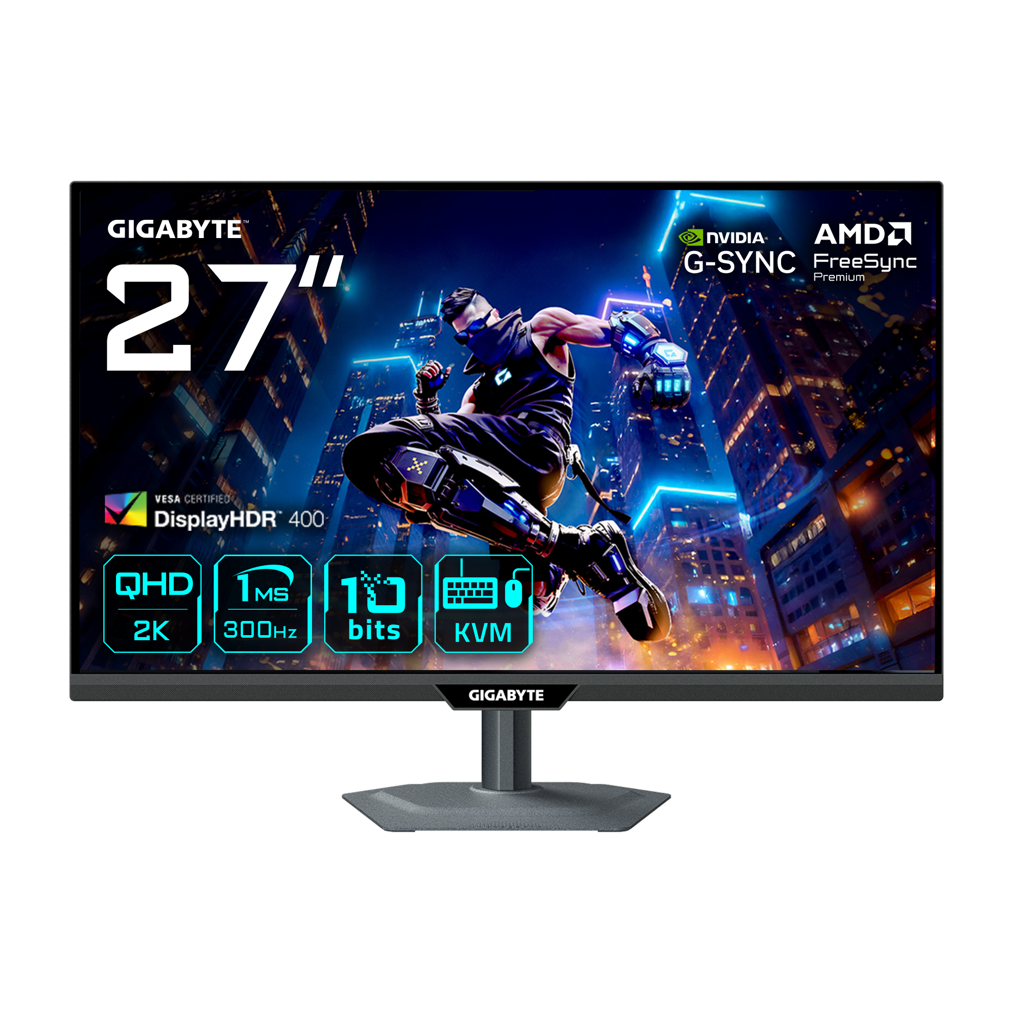 GIGABYTE M27Q3 Monitor Gaming 27 QHD - 2560 x 1440, 170Hz, 1ms, 400 cd/m�, FreeSync Premium, Display HDR400, HDMI 2.0, Displayport 1.4