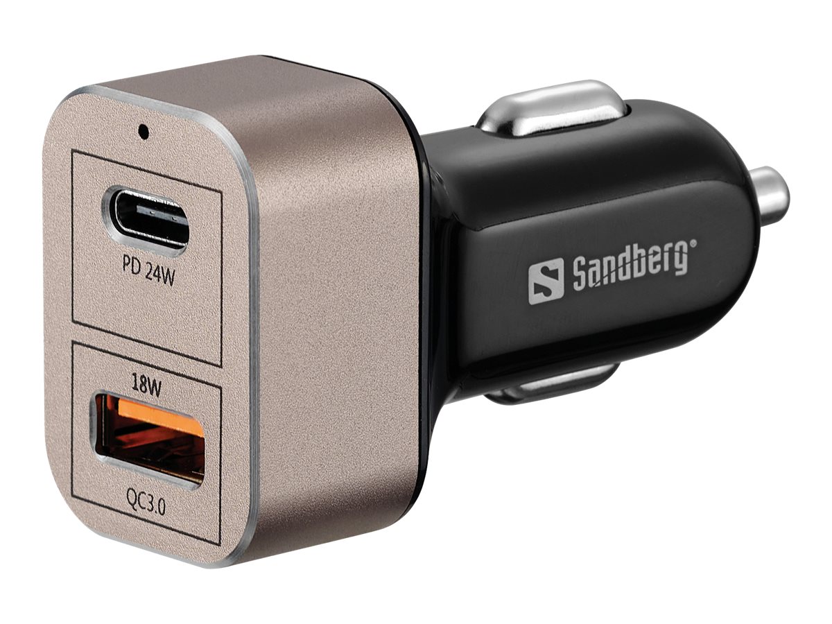 Sandberg Car Charger 1xQC3.0+1xUSBC 24W