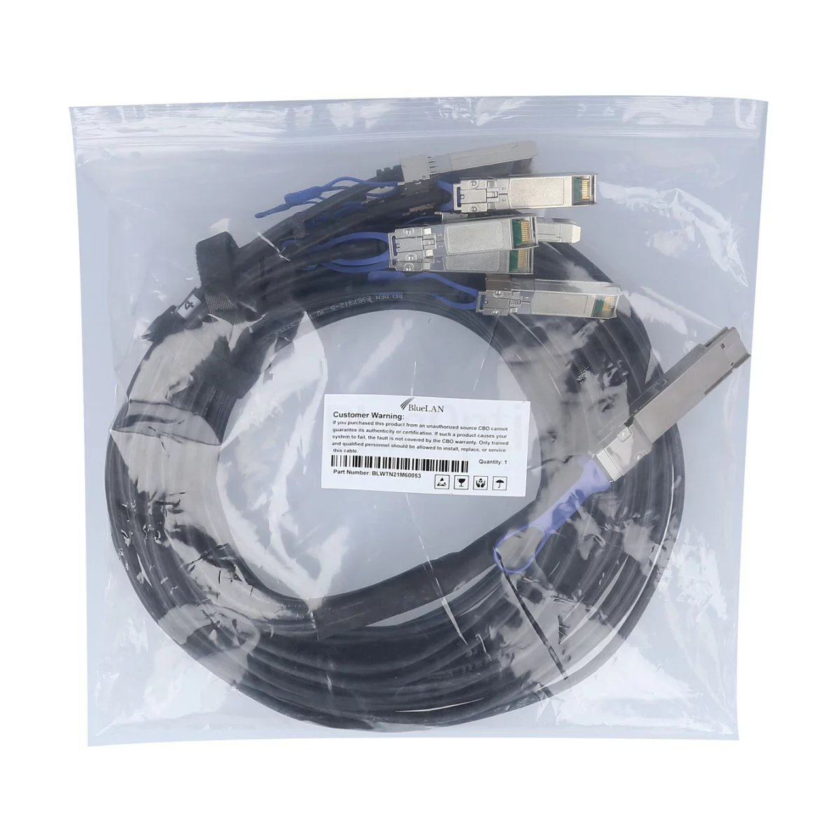 BlueOptics Dell EMC DAC-Q28DD-8S28-25G-3M kompatibles BlueLAN DAC 200GBASE-CR8 QSFP-DD/8xSFP28 BL292701W3M26