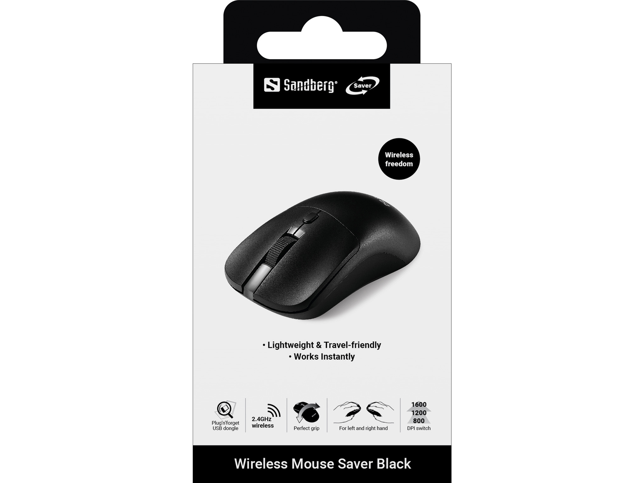 Sandberg 331-04 mouse Universale Ambidestro RF Wireless 1600 DPI