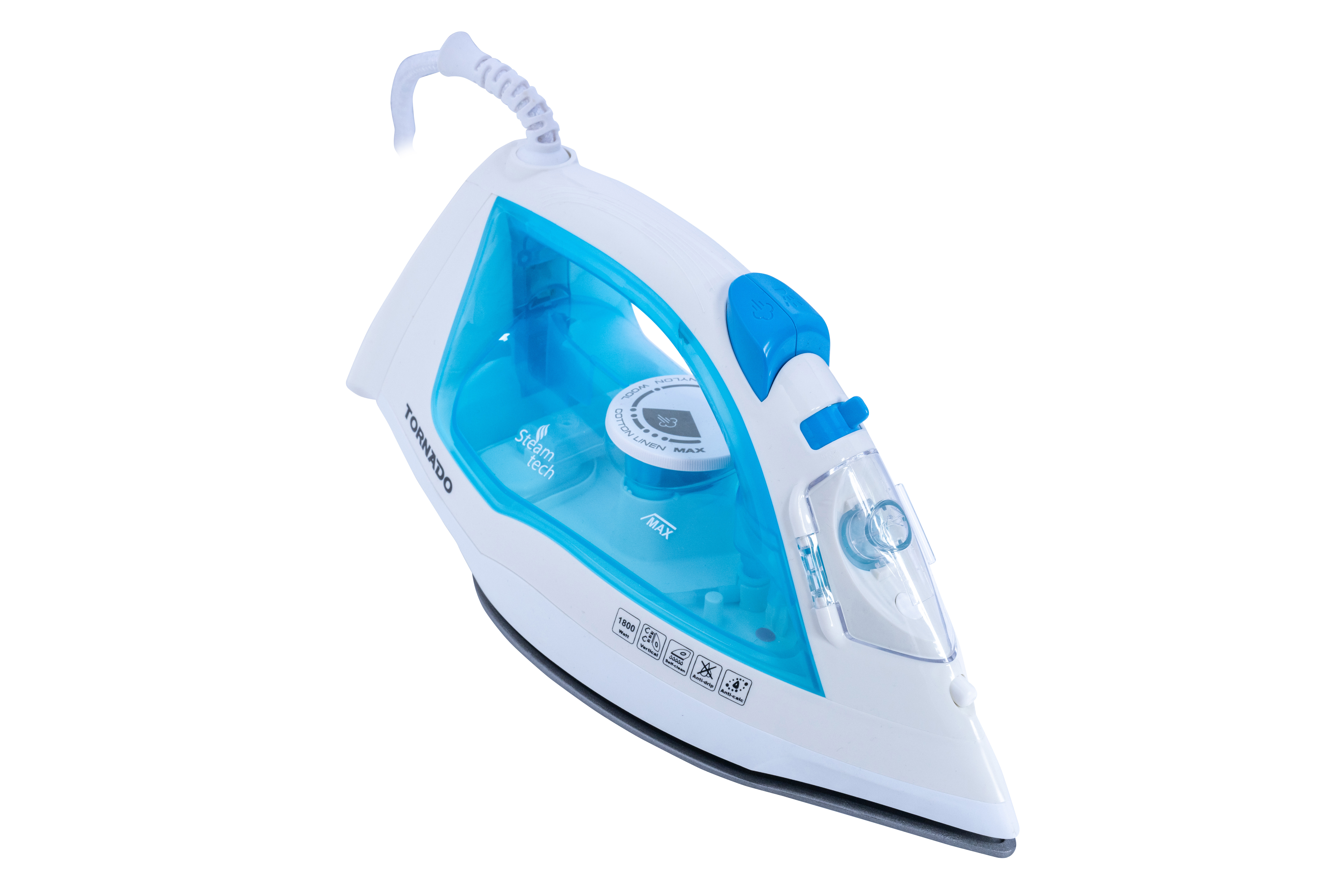 TORNADO TST-1800B fer � repasser Fer � vapeur T�flon 1800 W Blanc