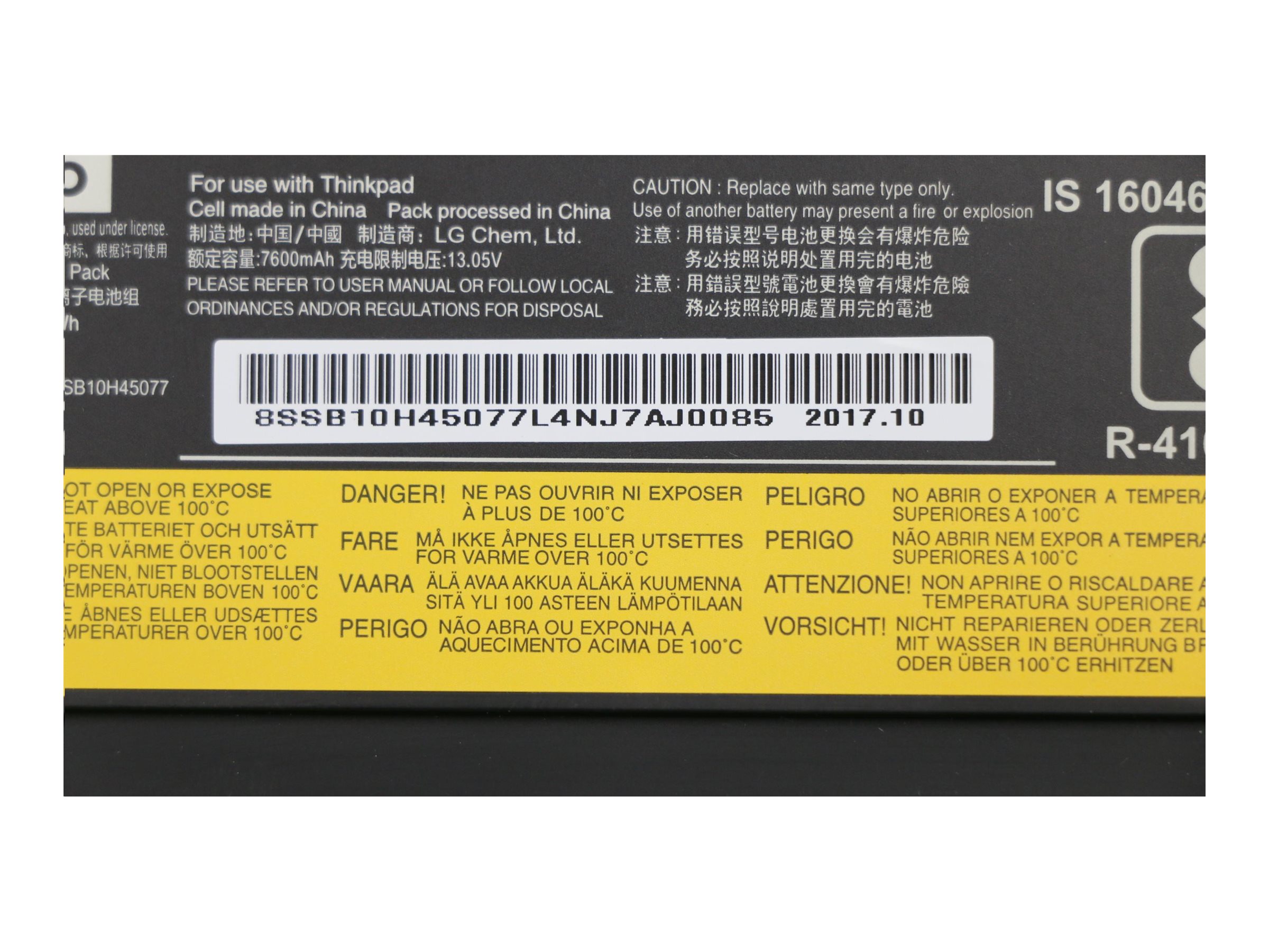 Lenovo ThinkPad Battery 77+ 6 cell - Batterie - 7.900 mAh