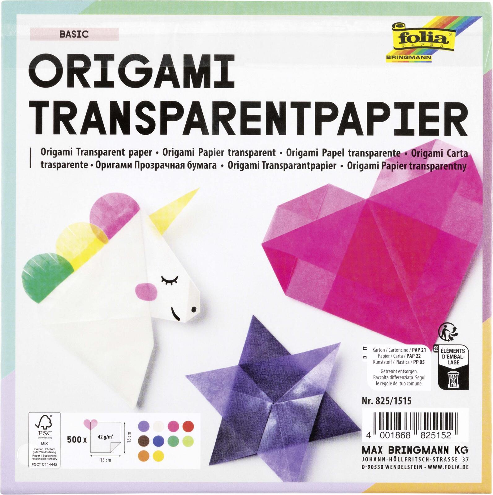 Folia Faltbl�tter transparent 15 x 15 cm