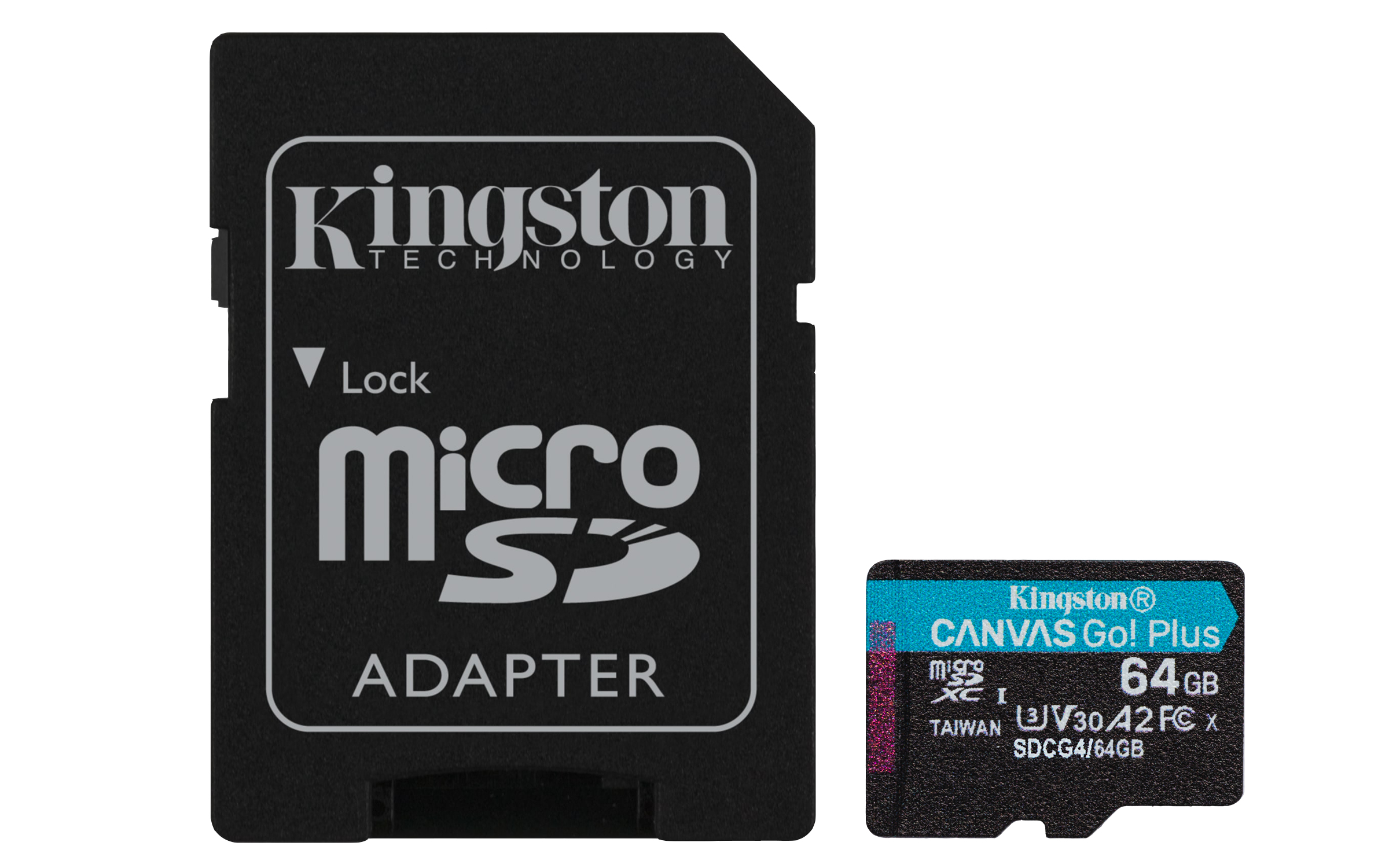 Kingston 64GB microSDXC Canvas Go Plus Gen4 200MB/s A2 U3 V30 Card+ Adapter - Micro SD - Secure Digital (SD)