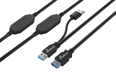 MediaRange MRCS244 c�ble USB USB 3.2 Gen 1 (3.1 Gen 1) 15 m 2 x USB A USB A 5 Gbit/s Noir