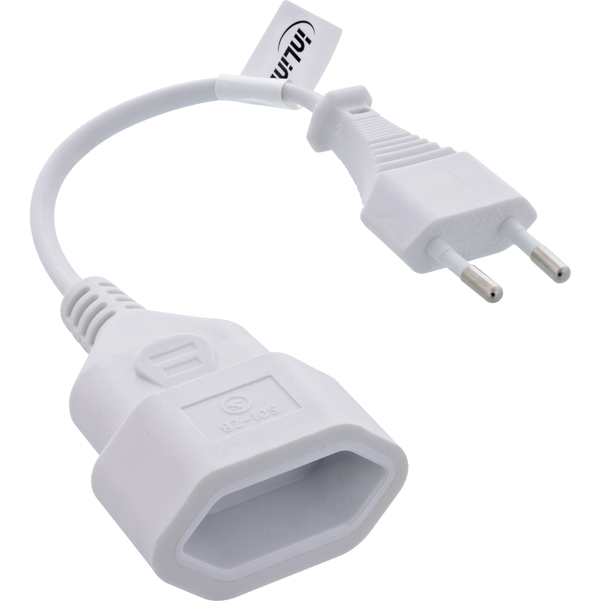 InLine Euro-Verlngerung - Eurostecker an Eurokupplung - wei - 0,2m