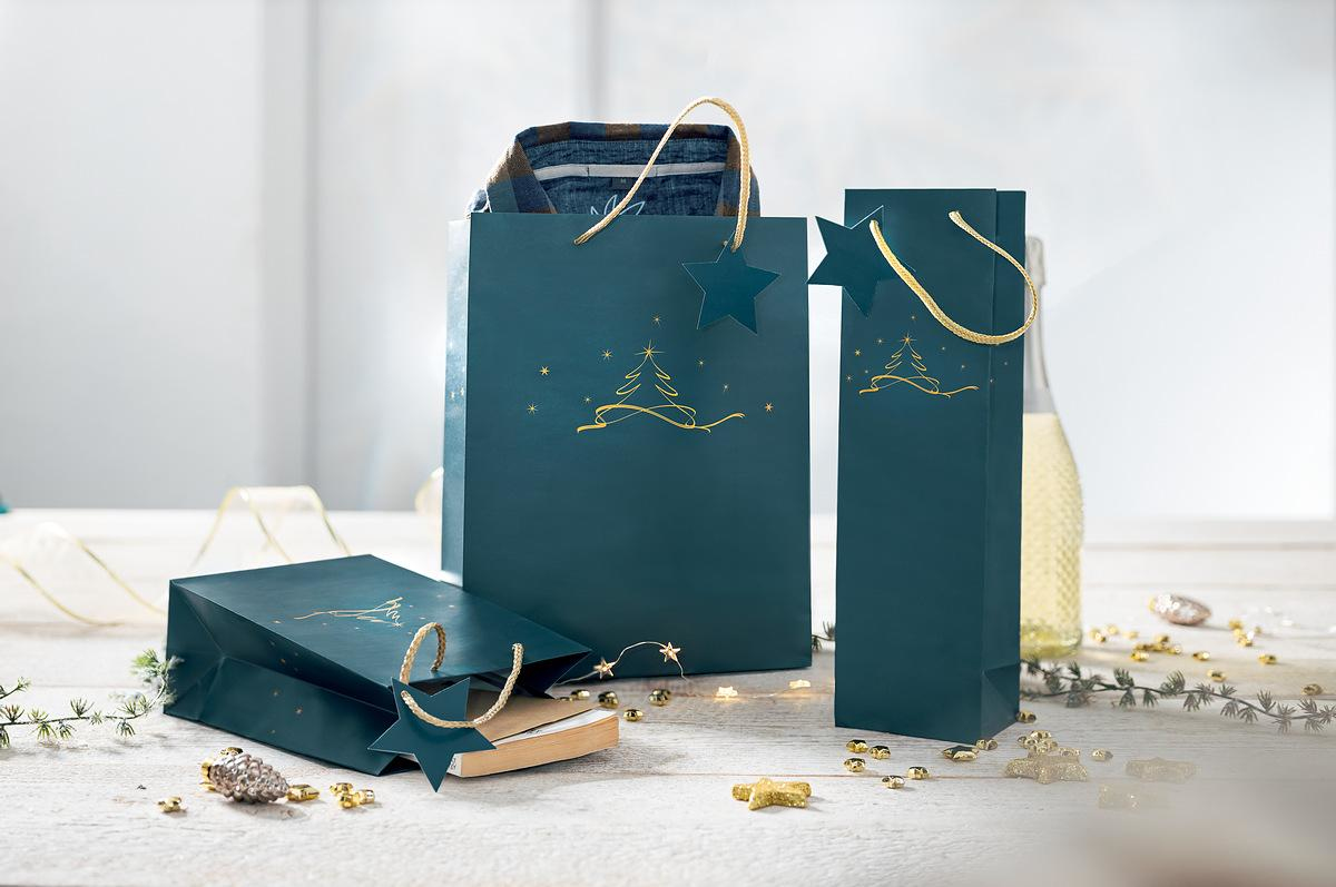Sigel GT035 - Geschenkverpackungstasche - Blau - Abbildung - Papier - Weihnachten - Matt