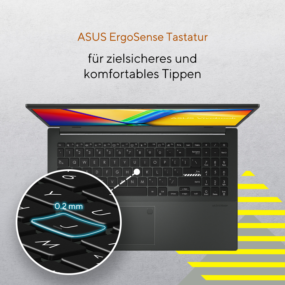 ASUS Vivobook Go 15 OLED E1504FA-BQ1595W AMD Ryzen 3 7320U Computer portatile 39,6 cm (15.6) Full HD 8 GB LPDDR5-SDRAM 512 GB SSD Wi-Fi 6E (802.11ax) Windows 11 Home Tedesco Nero