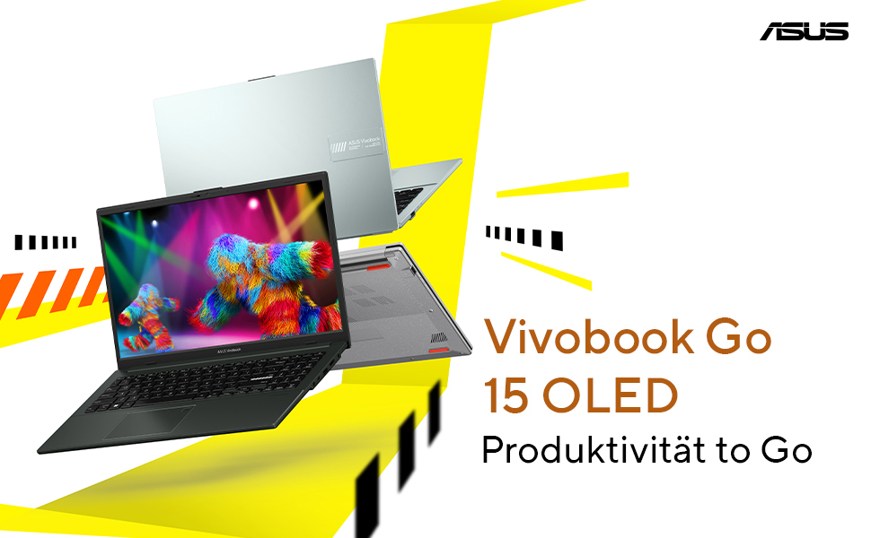 ASUS Vivobook Go 15 OLED E1504FA-BQ1595W AMD Ryzen 3 7320U Computer portatile 39,6 cm (15.6) Full HD 8 GB LPDDR5-SDRAM 512 GB SSD Wi-Fi 6E (802.11ax) Windows 11 Home Tedesco Nero