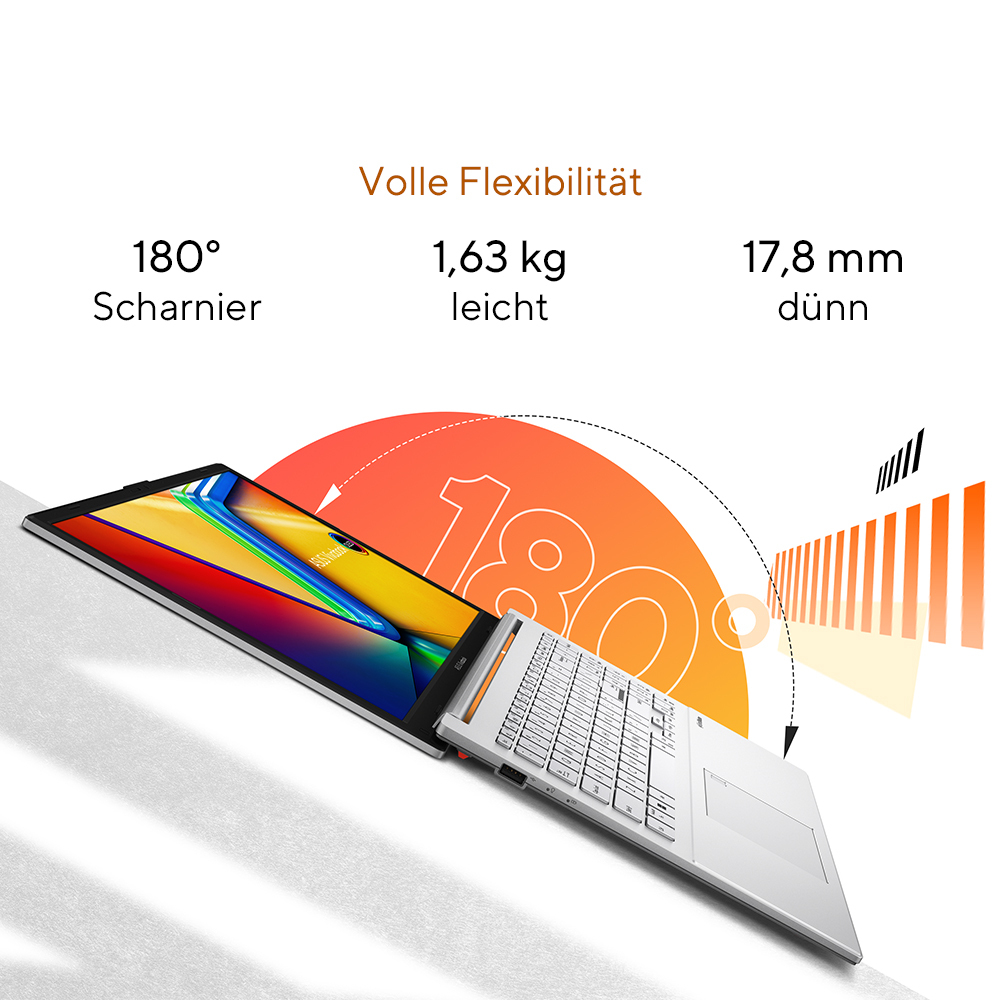 ASUS Vivobook Go 15 OLED E1504FA-BQ1595W AMD Ryzen 3 7320U Computer portatile 39,6 cm (15.6) Full HD 8 GB LPDDR5-SDRAM 512 GB SSD Wi-Fi 6E (802.11ax) Windows 11 Home Tedesco Nero