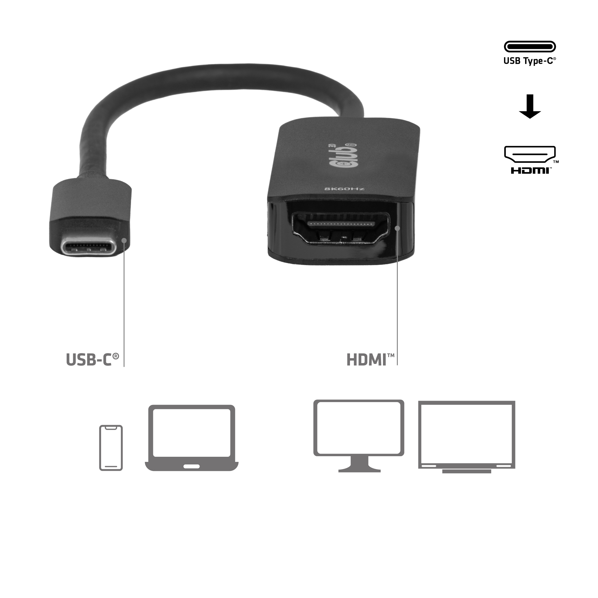 CLUB3D Adaptador USB-C� a HDMI 2.1 8K60Hz