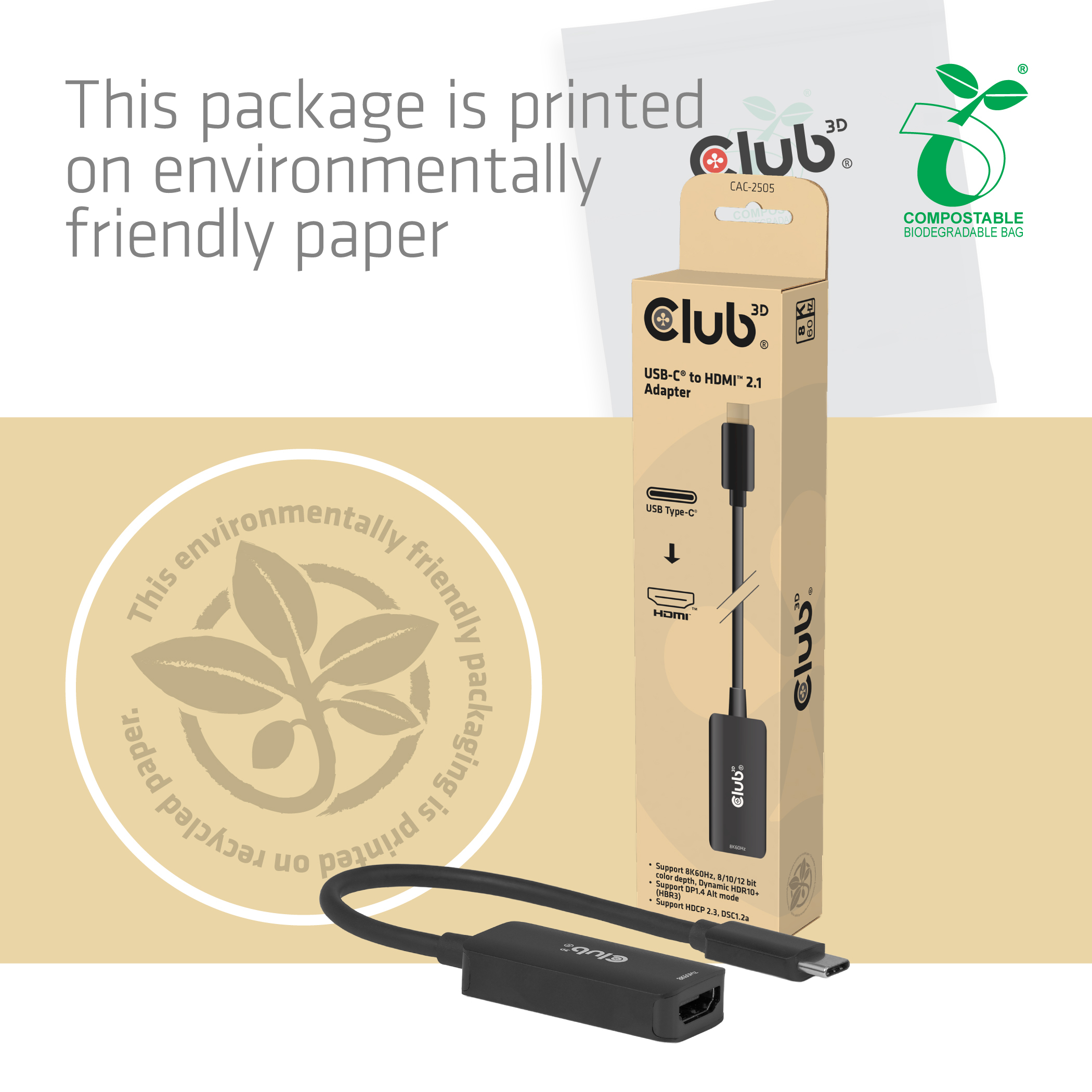 CLUB3D Adaptador USB-C� a HDMI 2.1 8K60Hz