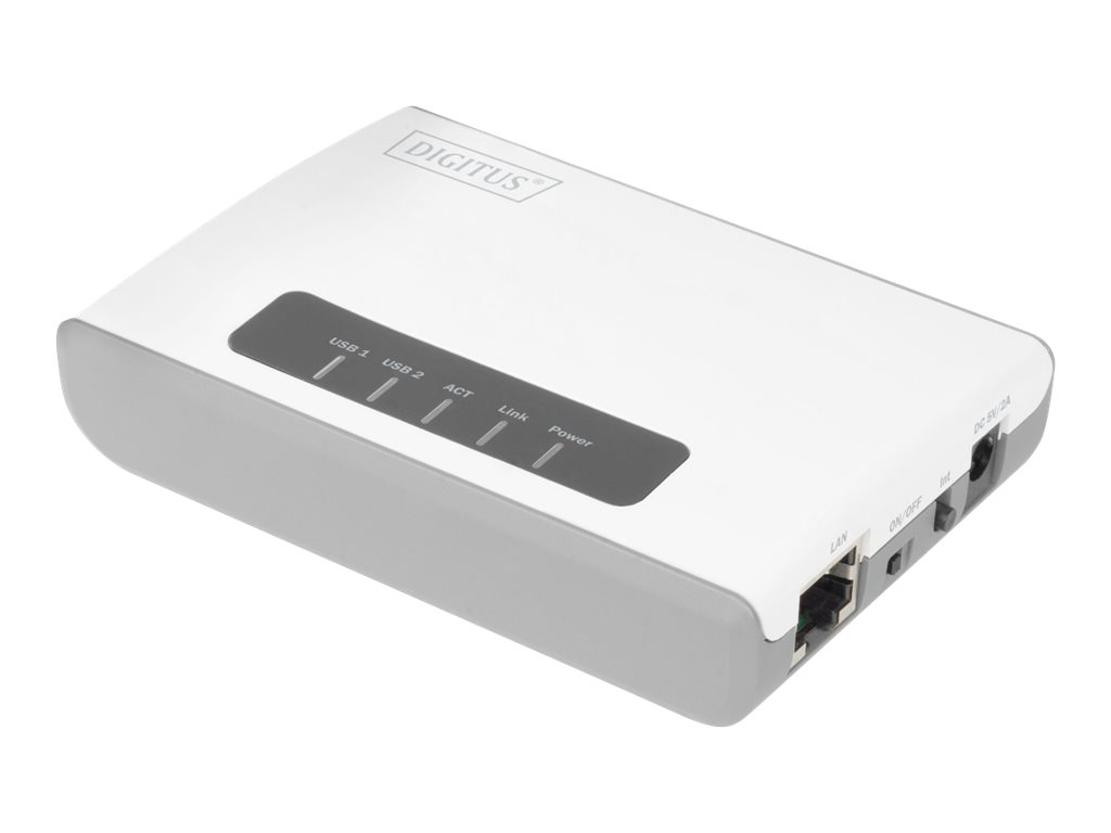 DIGITUS 2-Port USB 2.0 Wireless Multifunction Network Server, 300 Mbps