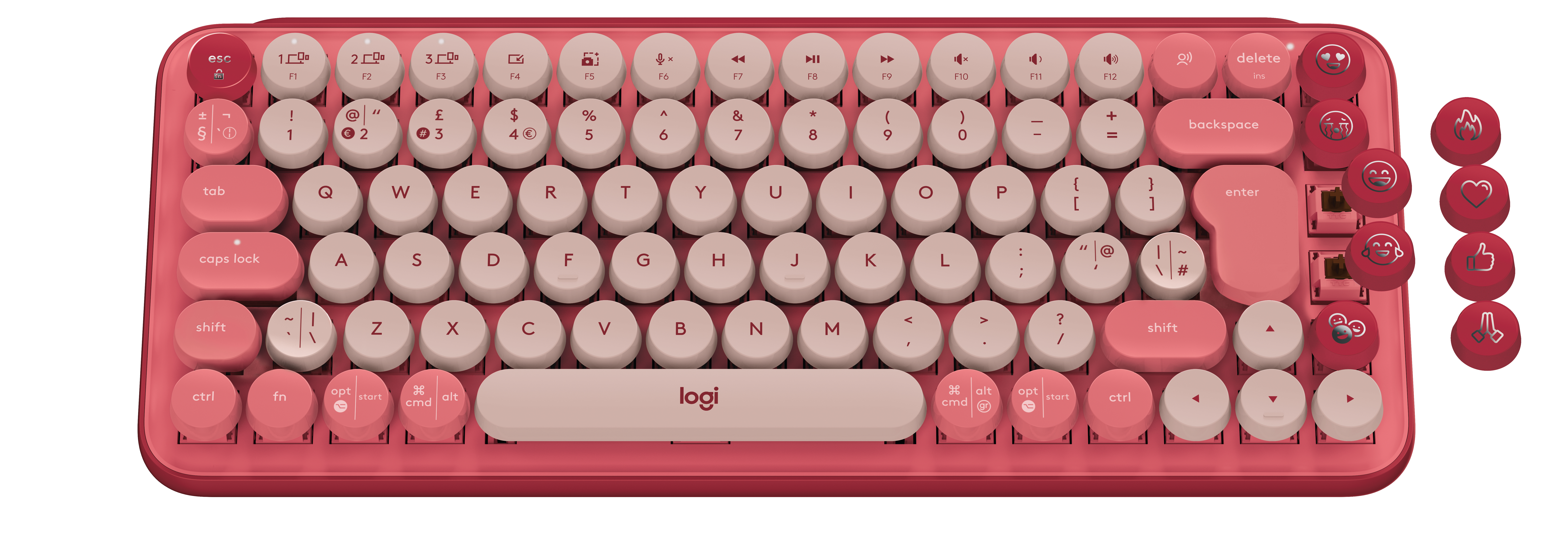 Logitech 920-010721  Logitech POP Keys Wireless Mechanical Keyboard With  Emoji Keys clavier RF sans fil + Bluetooth QWERTZ Allemand Bourgogne, Rose,  Rose