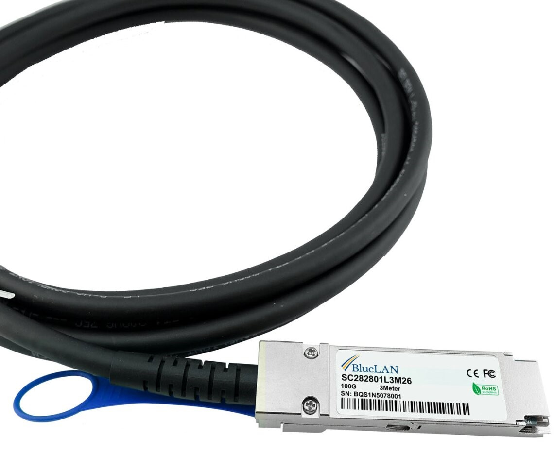 BlueOptics QSFP28-DAC-1M-IT cable infiniBanc Negro